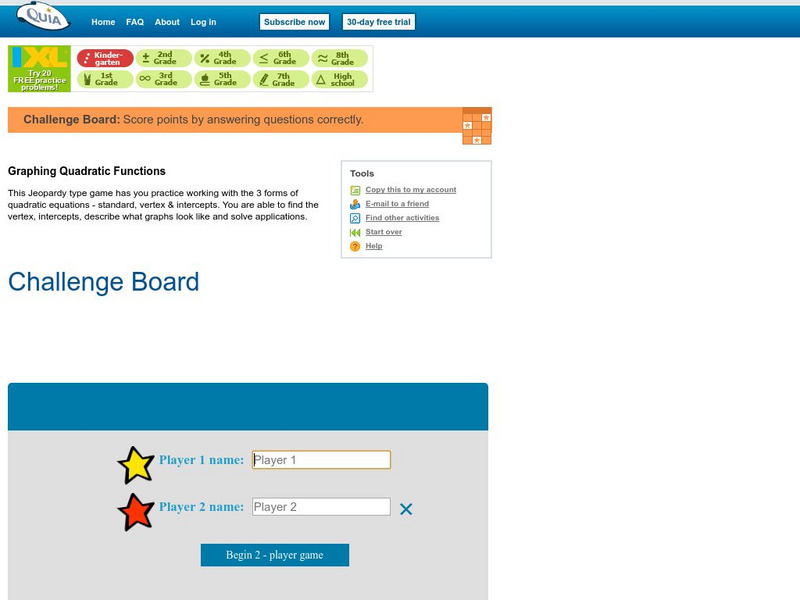 Quia: Graphing Quadratic Functions Interactive