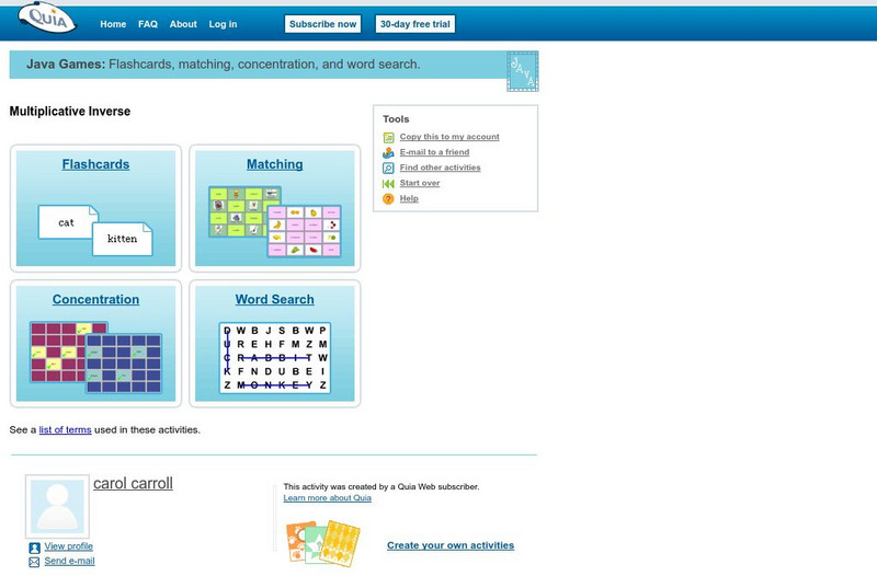 Quia: Multiplicative Inverse Activity Quia: Multiplicative Inverse Activity