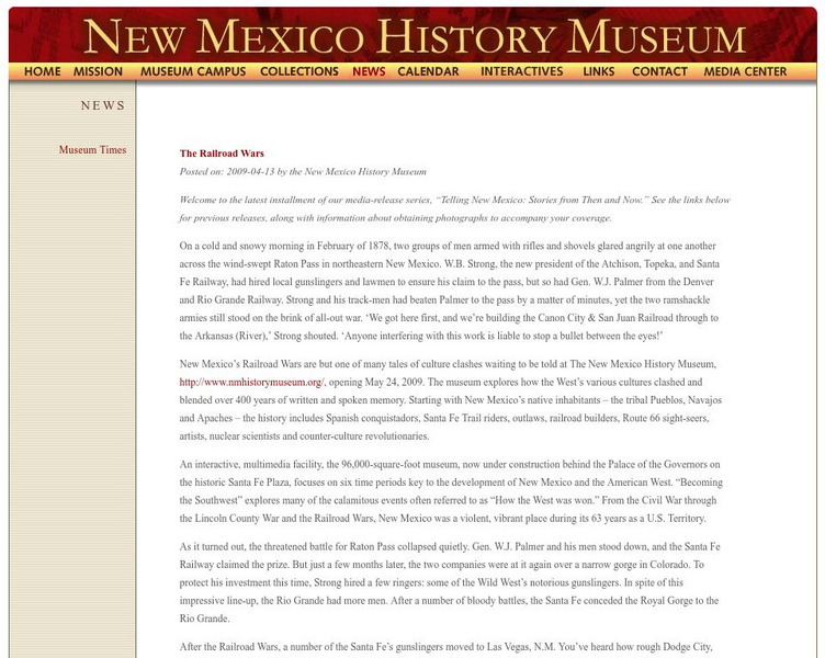 New Mexico History Museum: The Railroad Wars Handout New Mexico History Museum: The Railroad Wars Handout