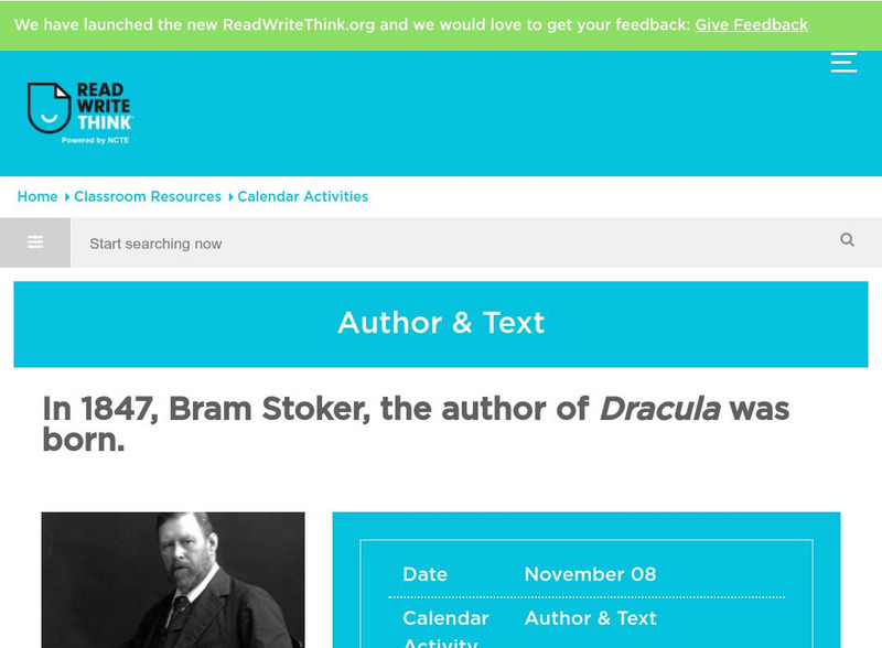 Read Write Think: In 1847, Bram Stoker, the Author Of Activity Read Write Think: In 1847, Bram Stoker, the Author Of Activity