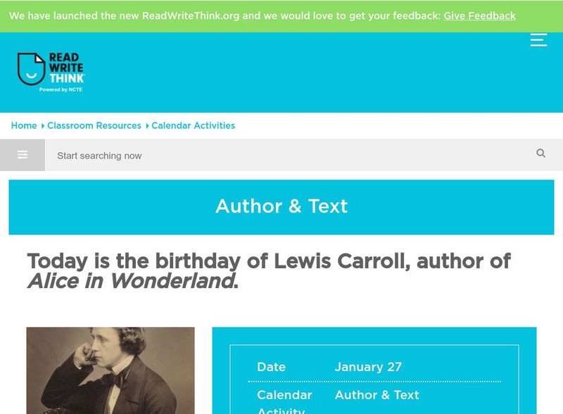 Read Write Think: Poet Lewis Carroll Activity Read Write Think: Poet Lewis Carroll Activity