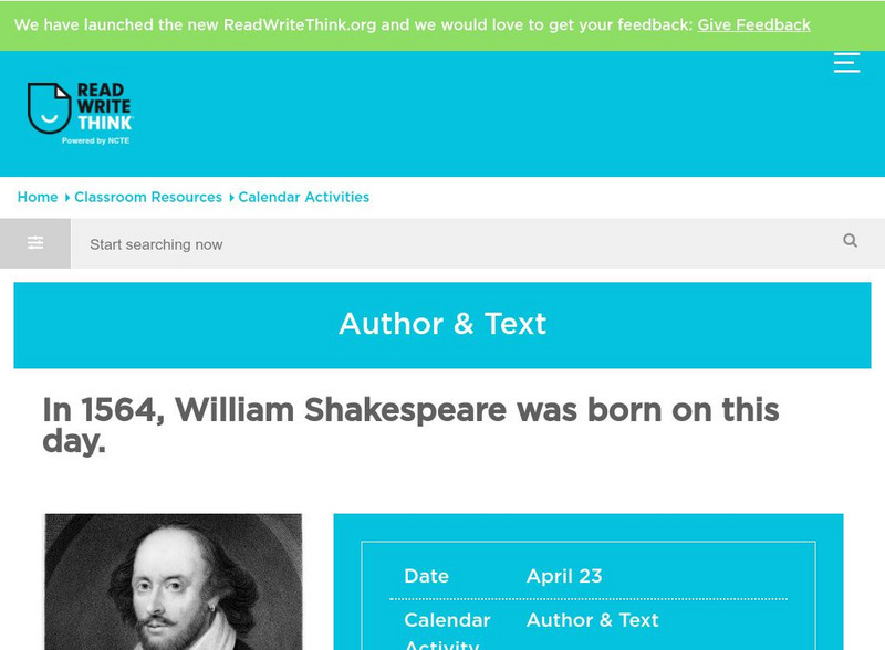 Read Write Think: William Shakespeare Classroom Activity Activity Read Write Think: William Shakespeare Classroom Activity Activity