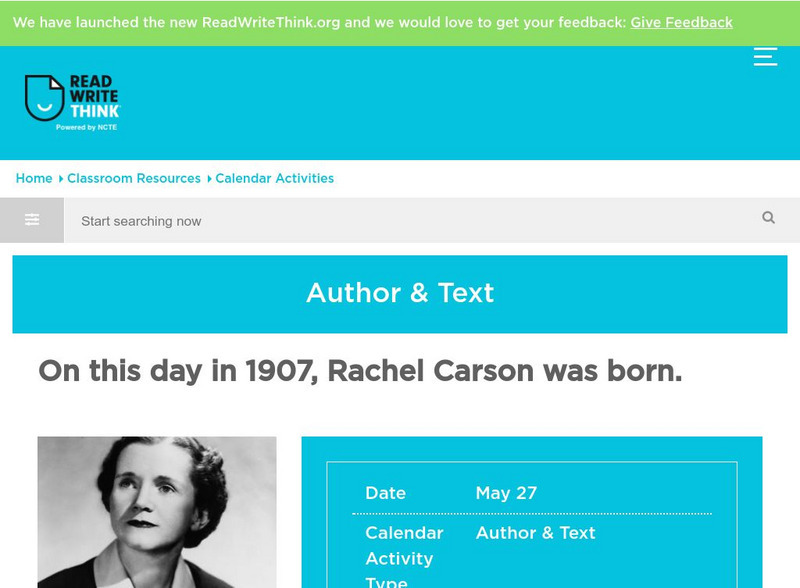 Read Write Think: Rachel Carson Classroom Activity Activity Read Write Think: Rachel Carson Classroom Activity Activity