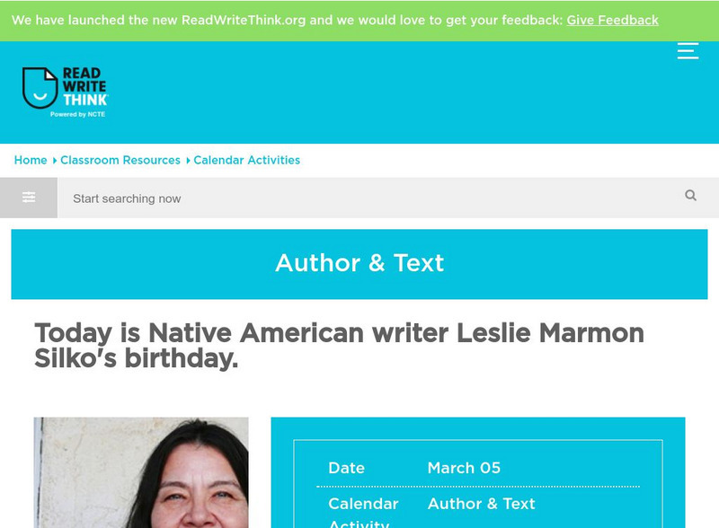 Read Write Think: Leslie Marmon Silko: Classroom Activity Activity Read Write Think: Leslie Marmon Silko: Classroom Activity Activity