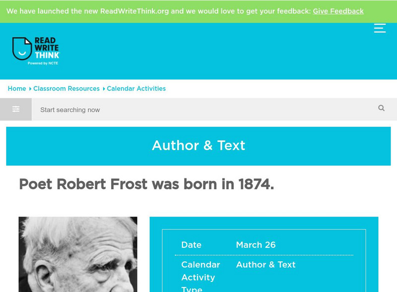 Read Write Think: Robert Frost Classroom Activity Activity Read Write Think: Robert Frost Classroom Activity Activity