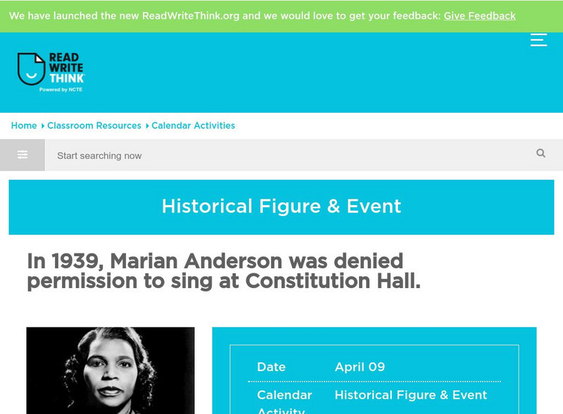 Read Write Think: Marian Anderson Classroom Activity Activity Read Write Think: Marian Anderson Classroom Activity Activity