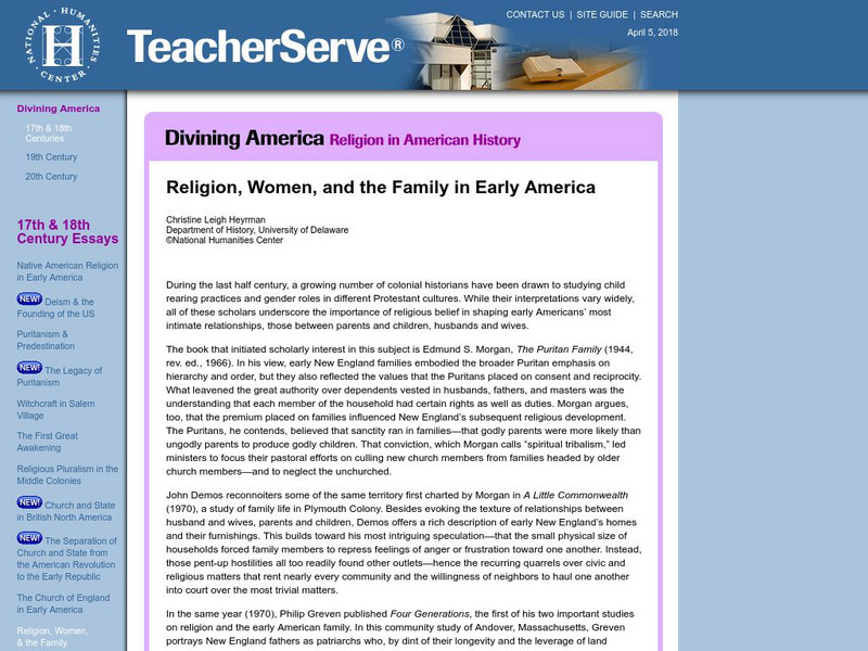 National Humanities Center: Teacher Serve: Religion, Women, and the Family Article National Humanities Center: Teacher Serve: Religion, Women, and the Family Article