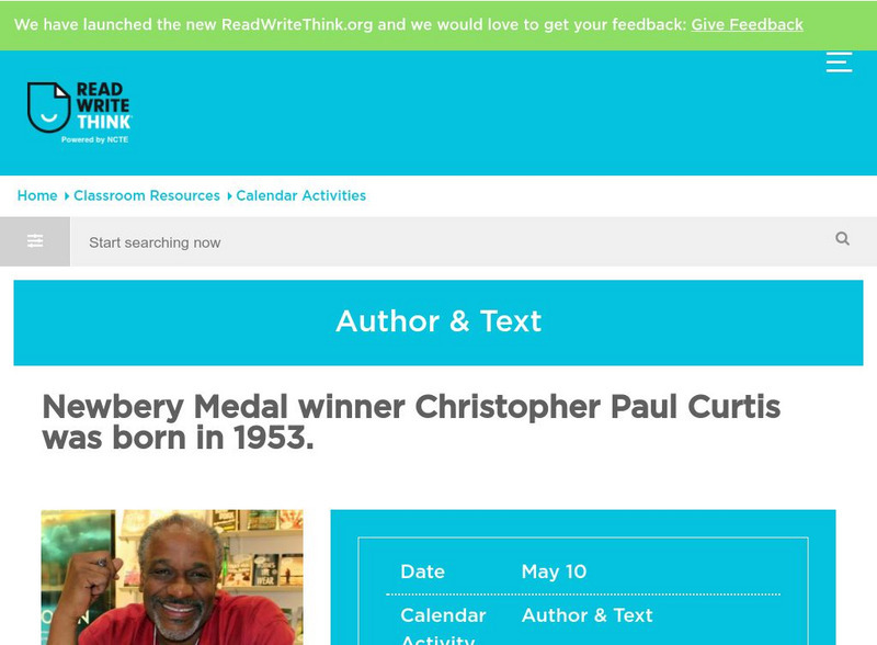 Read Write Think: Christopher Paul Curtis: Classroom Activity Activity Read Write Think: Christopher Paul Curtis: Classroom Activity Activity