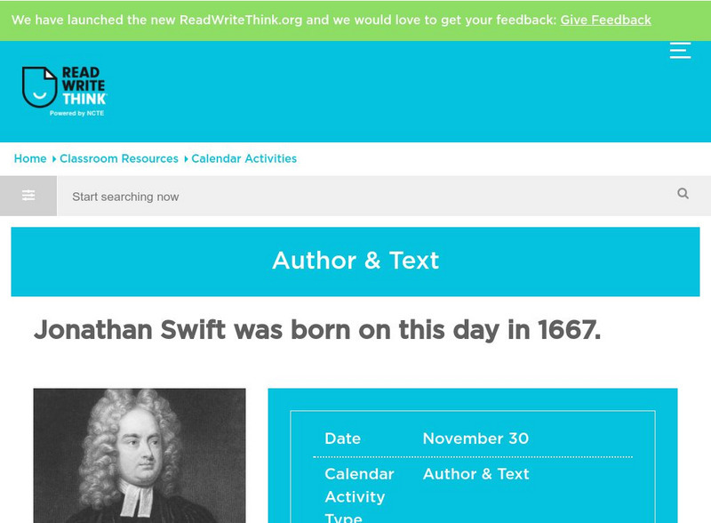 Read Write Think: Jonathan Swift Classroom Activity Activity Read Write Think: Jonathan Swift Classroom Activity Activity