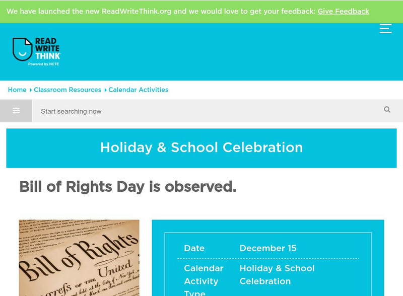 Read Write Think: Bill of Rights Day Is Observed Activity Read Write Think: Bill of Rights Day Is Observed Activity