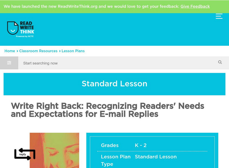 Read Write Think: Recognizing Readers? Needs and Expectations for E Mail Replies Lesson Plan