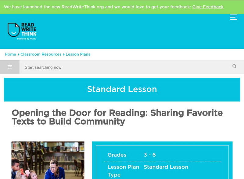 Read Write Think: Opening the Door for Reading Lesson Plan Read Write Think: Opening the Door for Reading Lesson Plan