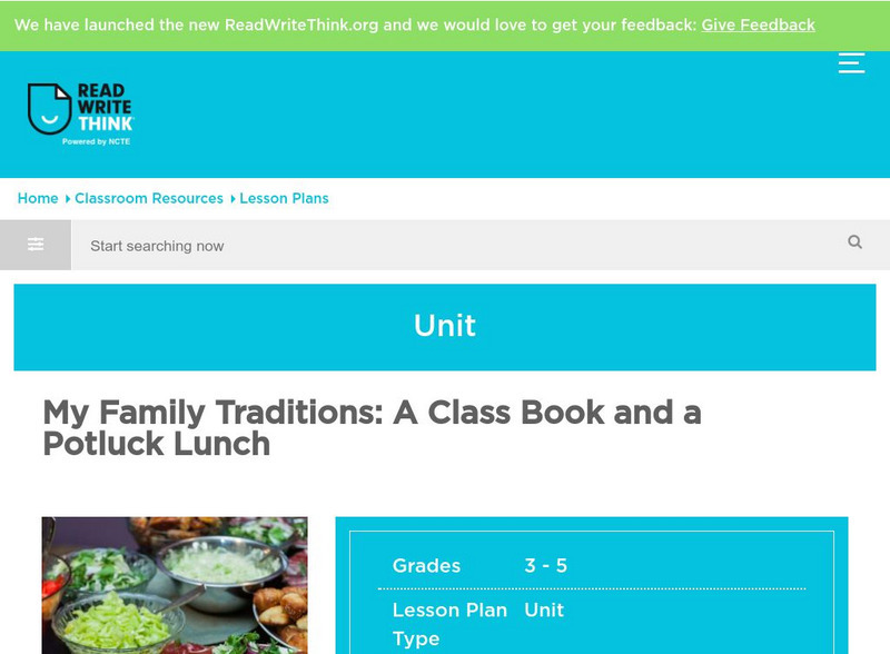 Read Write Think: My Family Traditions a Class Book and a Potluck Lunch Lesson Plan Read Write Think: My Family Traditions a Class Book and a Potluck Lunch Lesson Plan