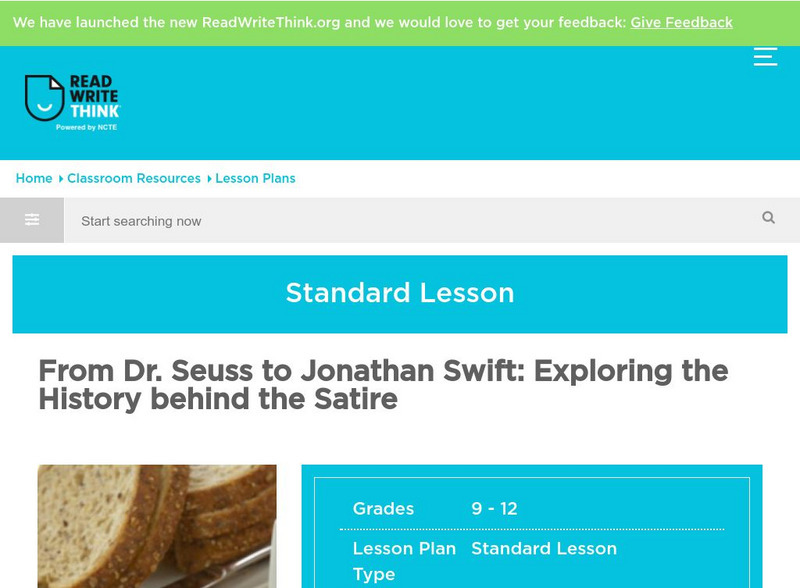 Read Write Think: From Dr. Seuss to Jonathan Swift Lesson Plan Read Write Think: From Dr. Seuss to Jonathan Swift Lesson Plan