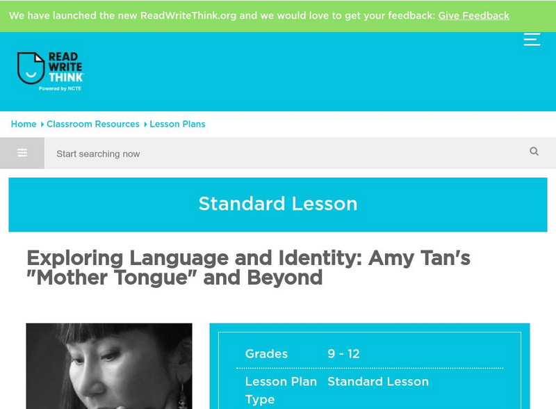 Read Write Think: Amy Tan's Lesson Plan Read Write Think: Amy Tan's Lesson Plan