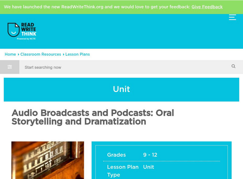 Read Write Think: Oral Storytelling and Dramatization Lesson Plan Read Write Think: Oral Storytelling and Dramatization Lesson Plan