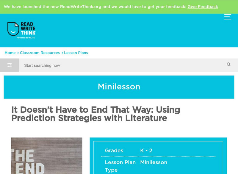 Read Write Think: It Doesn't Have to End That Way Lesson Plan