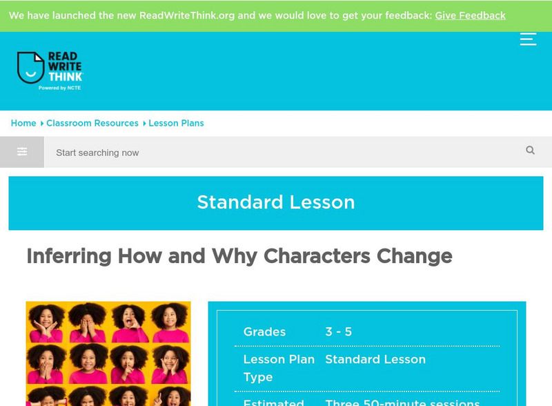 Read Write Think: How and Why Characters Change Lesson Plan Read Write Think: How and Why Characters Change Lesson Plan