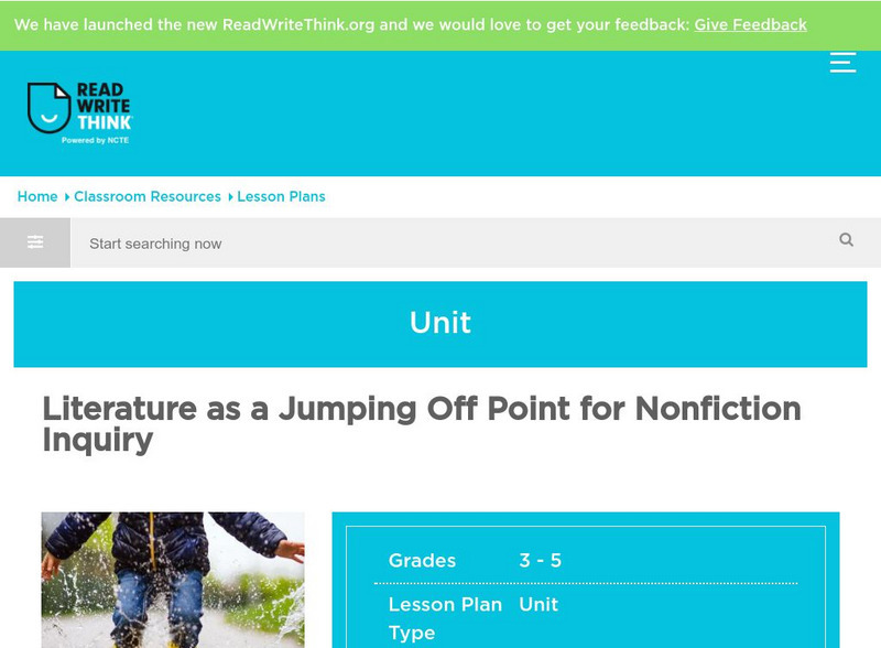 Read Write Think: Literature in Nonfiction Inquiry Lesson Plan Read Write Think: Literature in Nonfiction Inquiry Lesson Plan