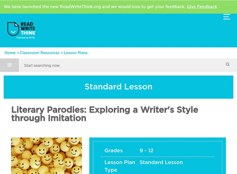 Read Write Think: Literary Parodies Lesson Plan Read Write Think: Literary Parodies Lesson Plan