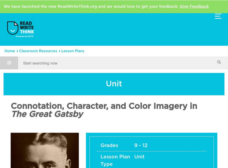 Read Write Think: Connotation, Character, and Color Imagery in "The Great Gatsby" Lesson Plan Read Write Think: Connotation, Character, and Color Imagery in "The Great Gatsby" Lesson Plan