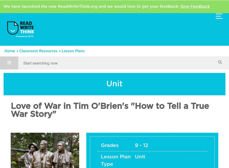 Read Write Think: Love of War in Tim O'brien's Lesson Plan Read Write Think: Love of War in Tim O'brien's Lesson Plan