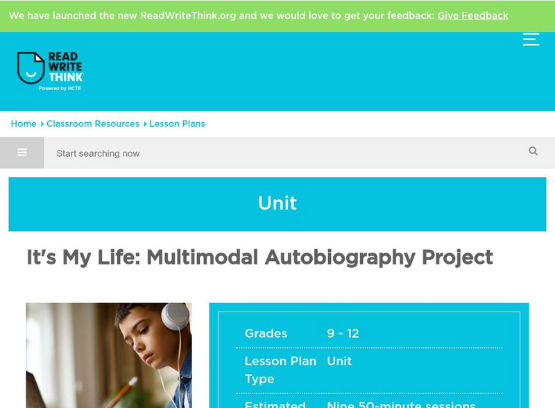Read Write Think: It's My Life Multimodal Autobiography Project Lesson Plan Read Write Think: It's My Life Multimodal Autobiography Project Lesson Plan