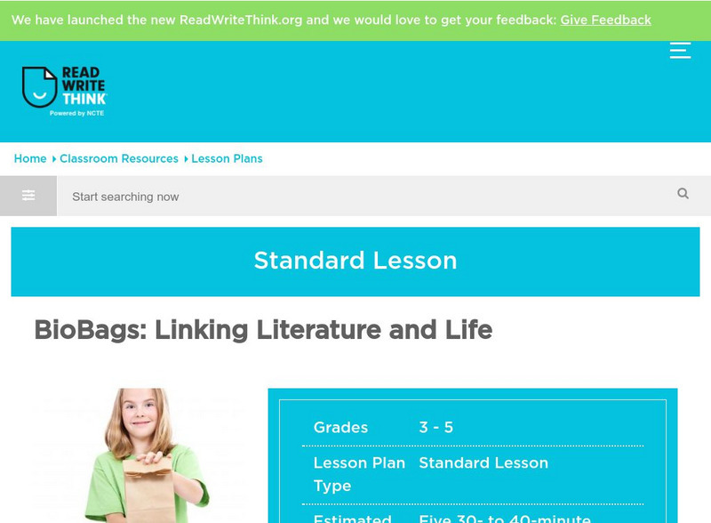 Read Write Think: Bio Bags Linking Literature and Life Lesson Plan Read Write Think: Bio Bags Linking Literature and Life Lesson Plan