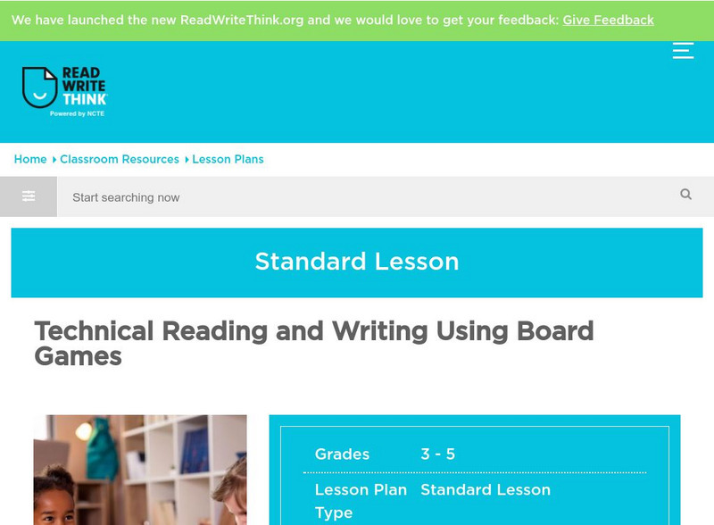 Read Write Think: Technical Reading and Writing Using Board Games Lesson Plan