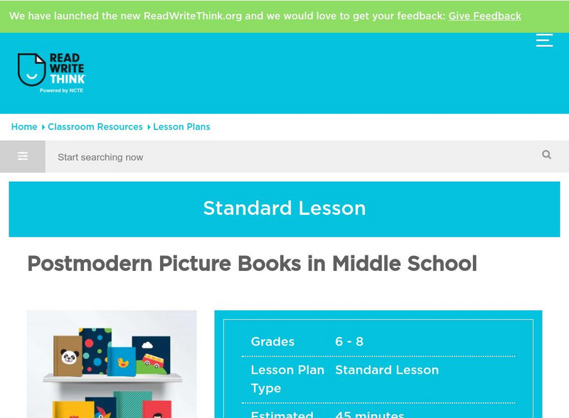 Read Write Think: Postmodern Picture Books Lesson Plan Read Write Think: Postmodern Picture Books Lesson Plan