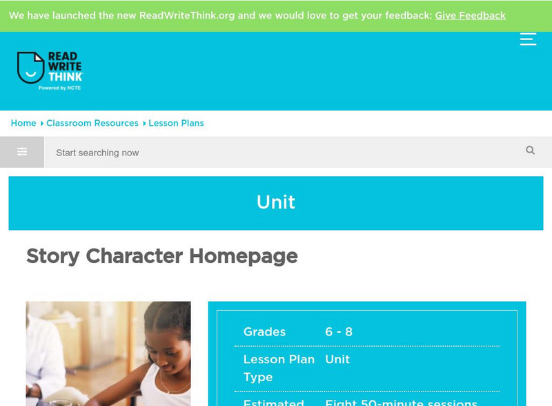 Read Write Think: Story Character Homepage Lesson Plan Read Write Think: Story Character Homepage Lesson Plan