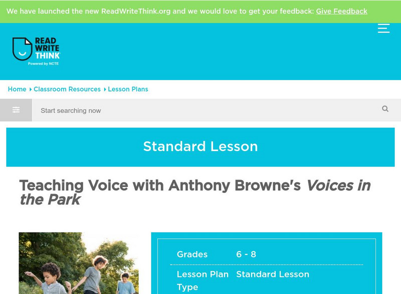 Read Write Think: Teaching Voice With Anthony Browne's Voices in the Park Lesson Plan Read Write Think: Teaching Voice With Anthony Browne's Voices in the Park Lesson Plan