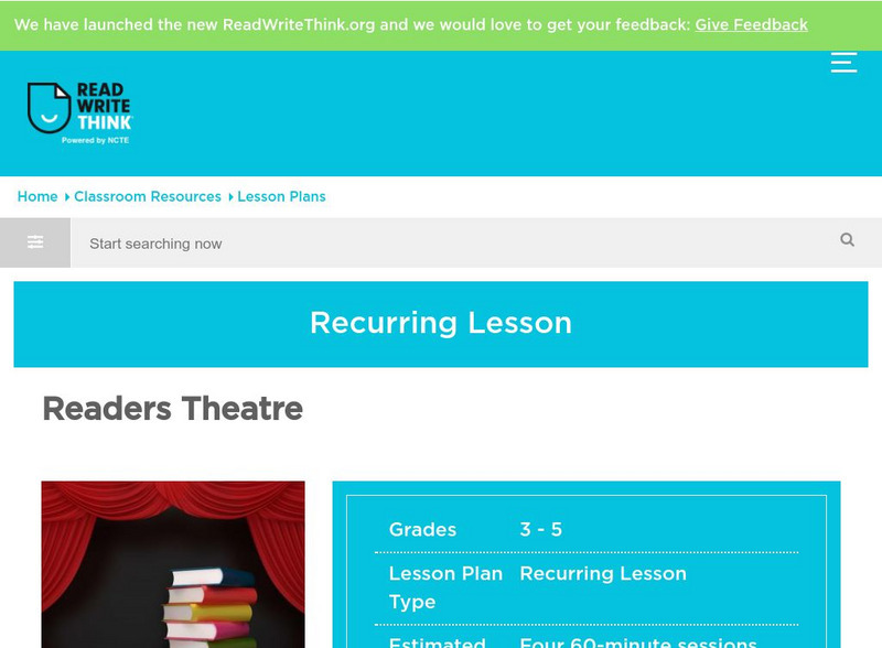 Read Write Think: Readers Theatre Lesson Plan Read Write Think: Readers Theatre Lesson Plan