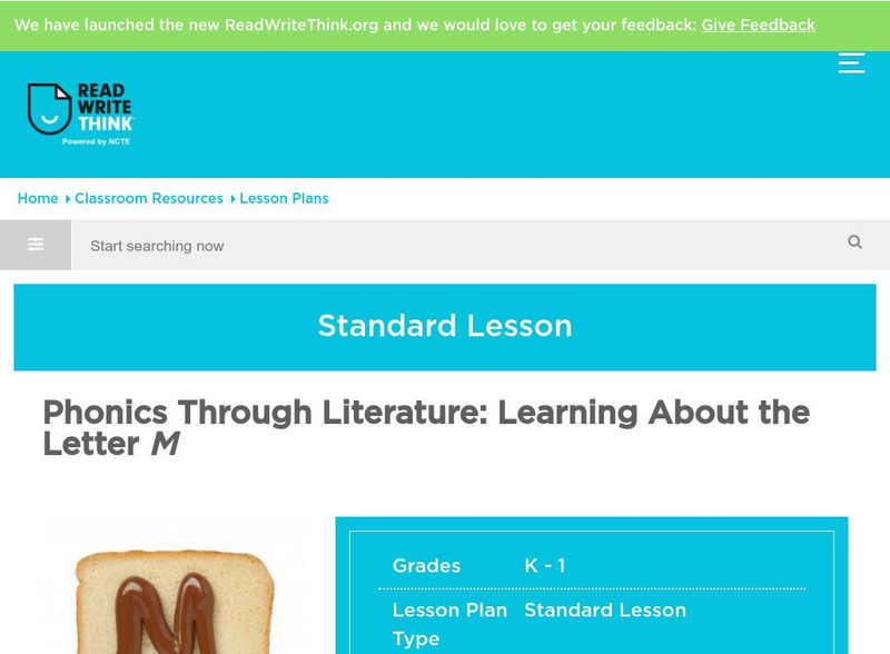 Read Write Think: Phonics Through Literature Learning About the Letter M Lesson Plan Read Write Think: Phonics Through Literature Learning About the Letter M Lesson Plan