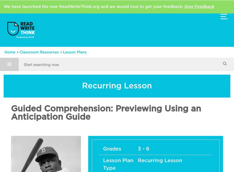 Read Write Think: Guided Comprehension: Previewing Lesson Plan Read Write Think: Guided Comprehension: Previewing Lesson Plan