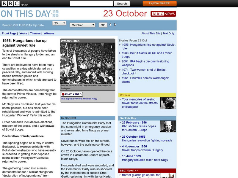 Bbc: Hungarians Rise Up Against Soviet Rule Article Bbc: Hungarians Rise Up Against Soviet Rule Article