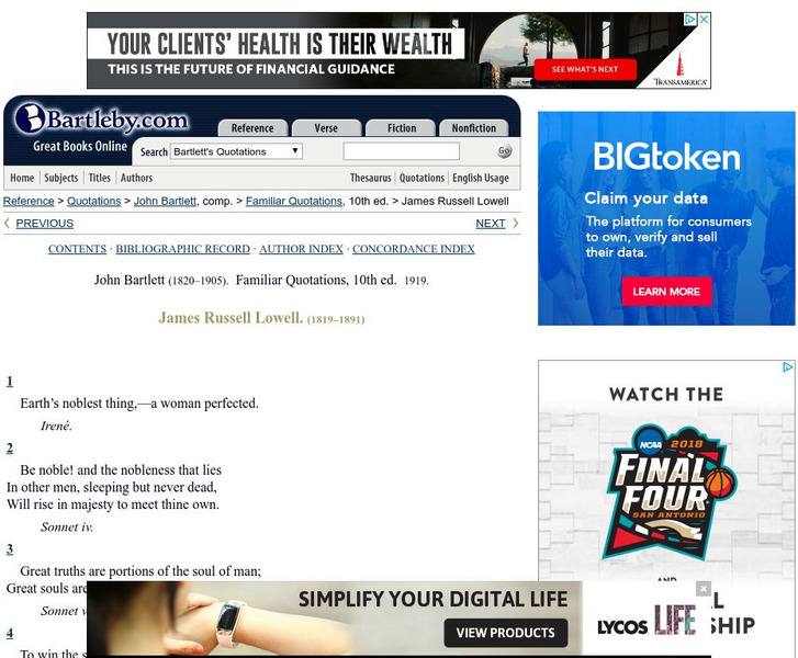 Bartleby.com: James Russell Lowell Primary Bartleby.com: James Russell Lowell Primary