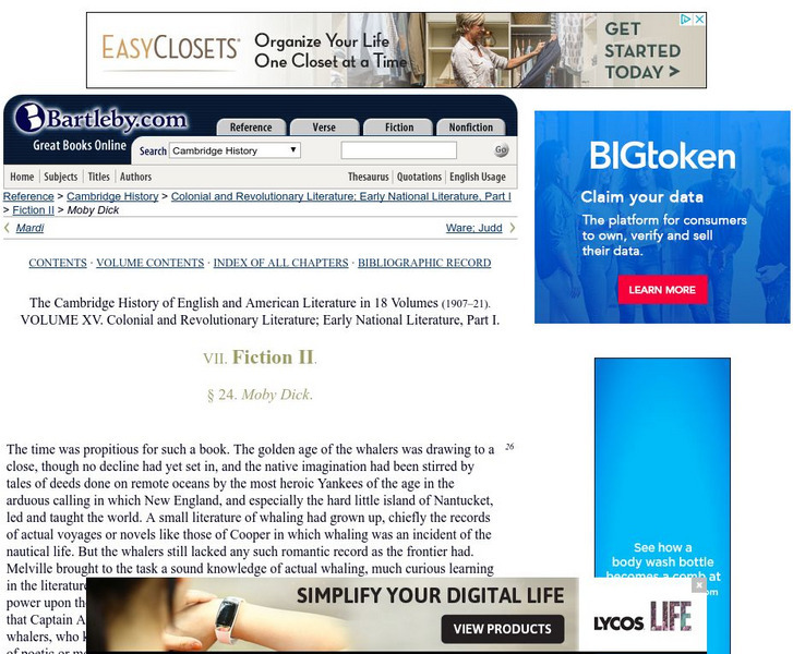 Bartleby.com: Cambridge History of Eng and Am Lit: Moby Dick Analysis Handout Bartleby.com: Cambridge History of Eng and Am Lit: Moby Dick Analysis Handout