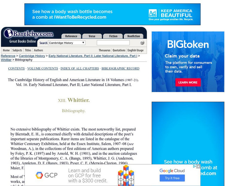 Bartleby.com: Whittier Handout Bartleby.com: Whittier Handout