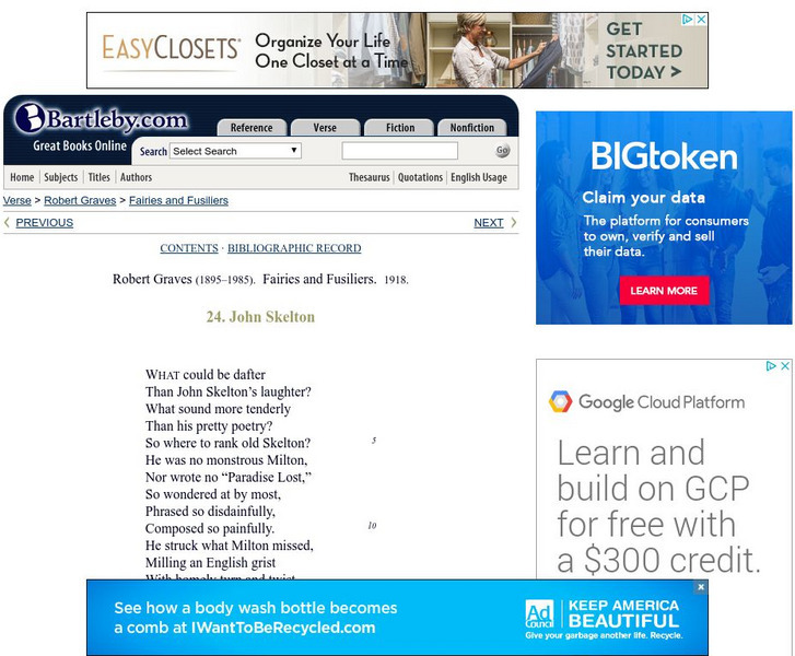 Bartleby.com: Robert Graves' Parody on John Skelton Handout