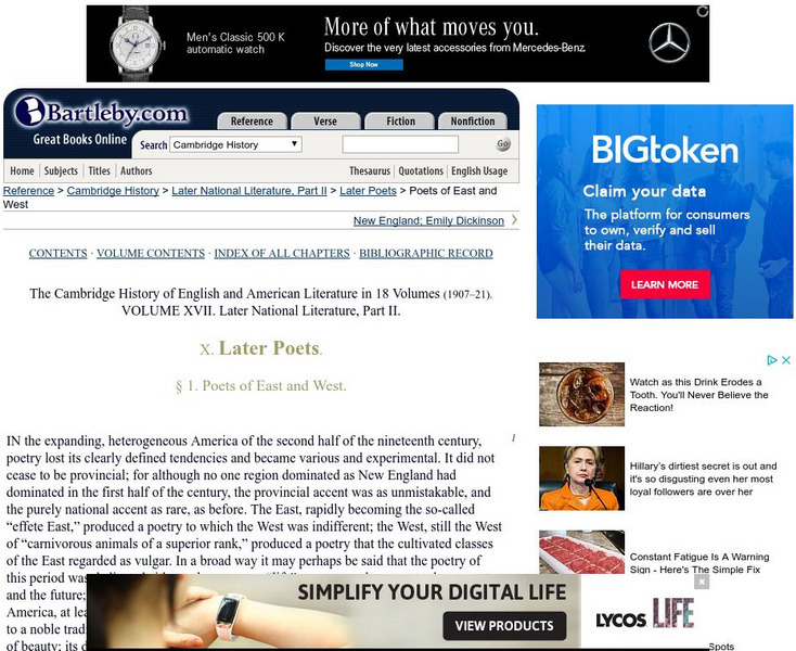 Bartleby.com: Later Poets, Poets of East & West eBook Bartleby.com: Later Poets, Poets of East & West eBook