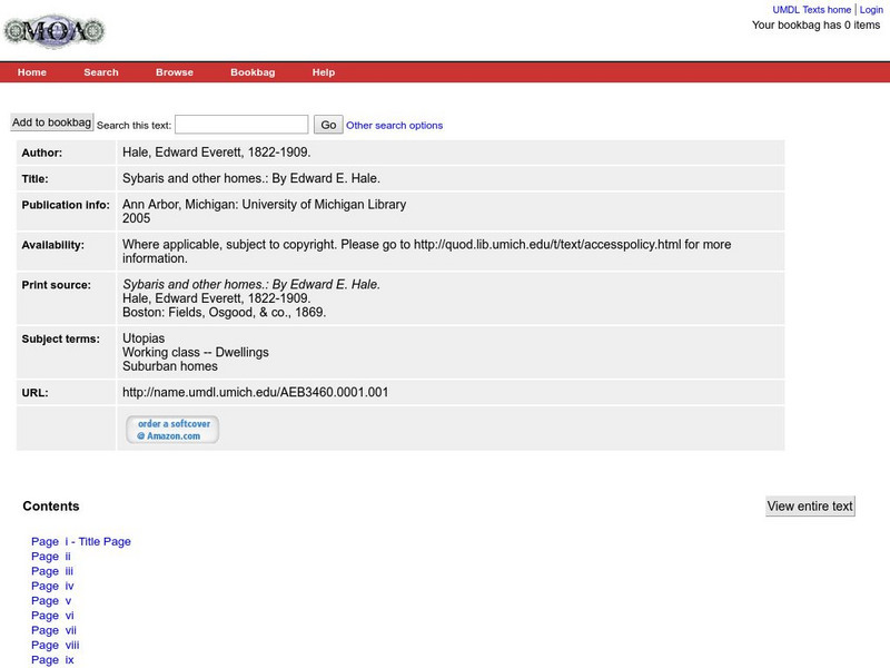 University of Michigan: "Sybaris and Other Homes" eBook University of Michigan: "Sybaris and Other Homes" eBook