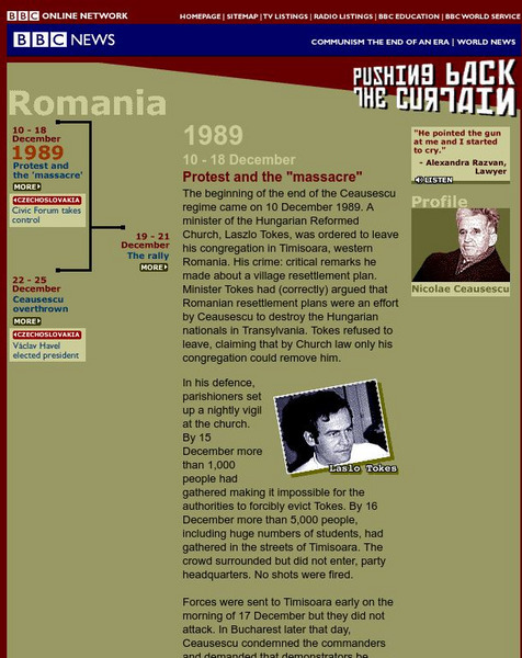 Bbc: Romania Protest and the Massacre Handout Bbc: Romania Protest and the Massacre Handout