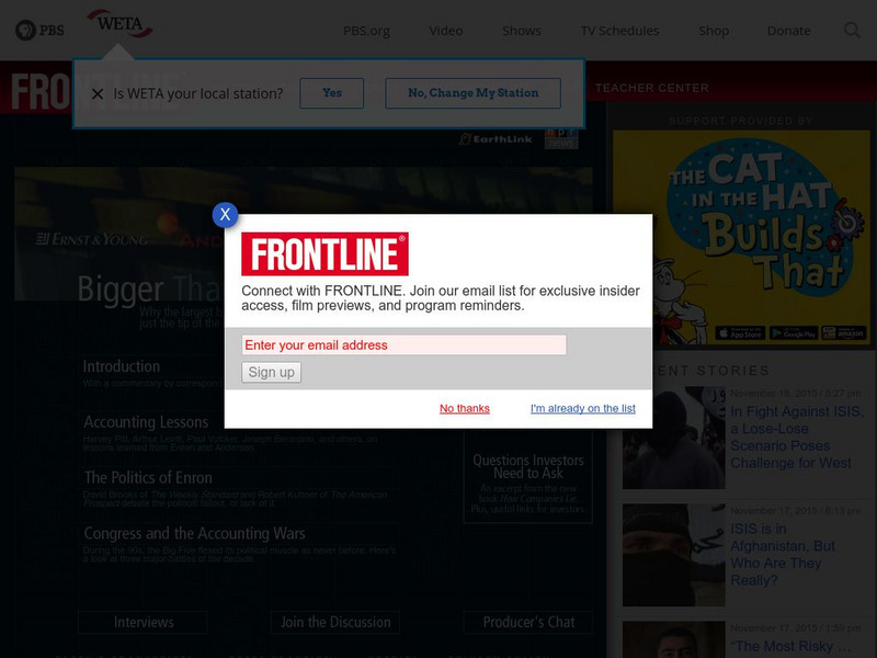 Pbs Frontline: Bigger Than Enron Website Pbs Frontline: Bigger Than Enron Website