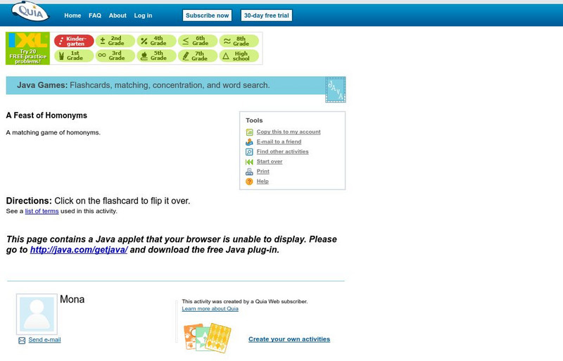 Quia: Feast of Homonyms Interactive Quia: Feast of Homonyms Interactive