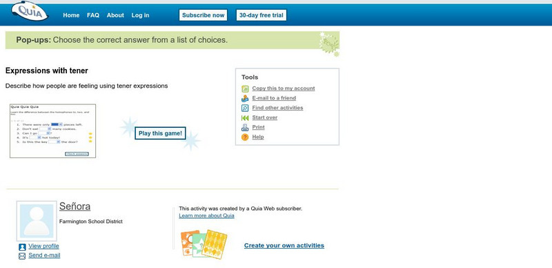 Quia: Expressions With Tener Unknown Type Quia: Expressions With Tener Unknown Type