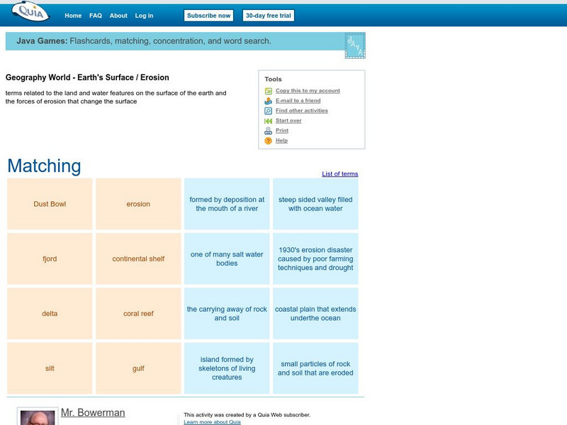 Quia: Geography World: Earth's Surface Matching Game Interactive Quia: Geography World: Earth's Surface Matching Game Interactive