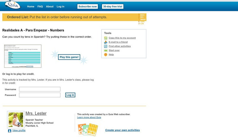 Quia: Spanish Numbers by Ten Interactive Quia: Spanish Numbers by Ten Interactive