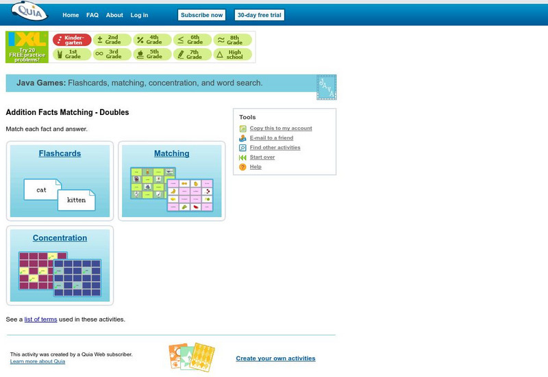 Quia: Addition Facts Matching Doubles Interactive Quia: Addition Facts Matching Doubles Interactive
