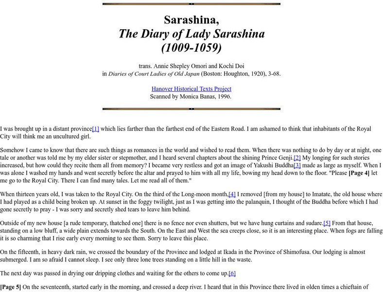 The Diary of Lady Sarashina Primary The Diary of Lady Sarashina Primary